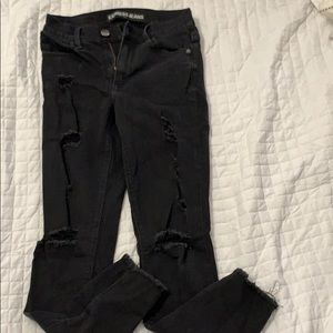 Express distressed high waisted black skinny ankle